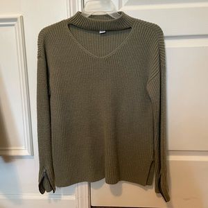 Olive Green Sweater with collar detail